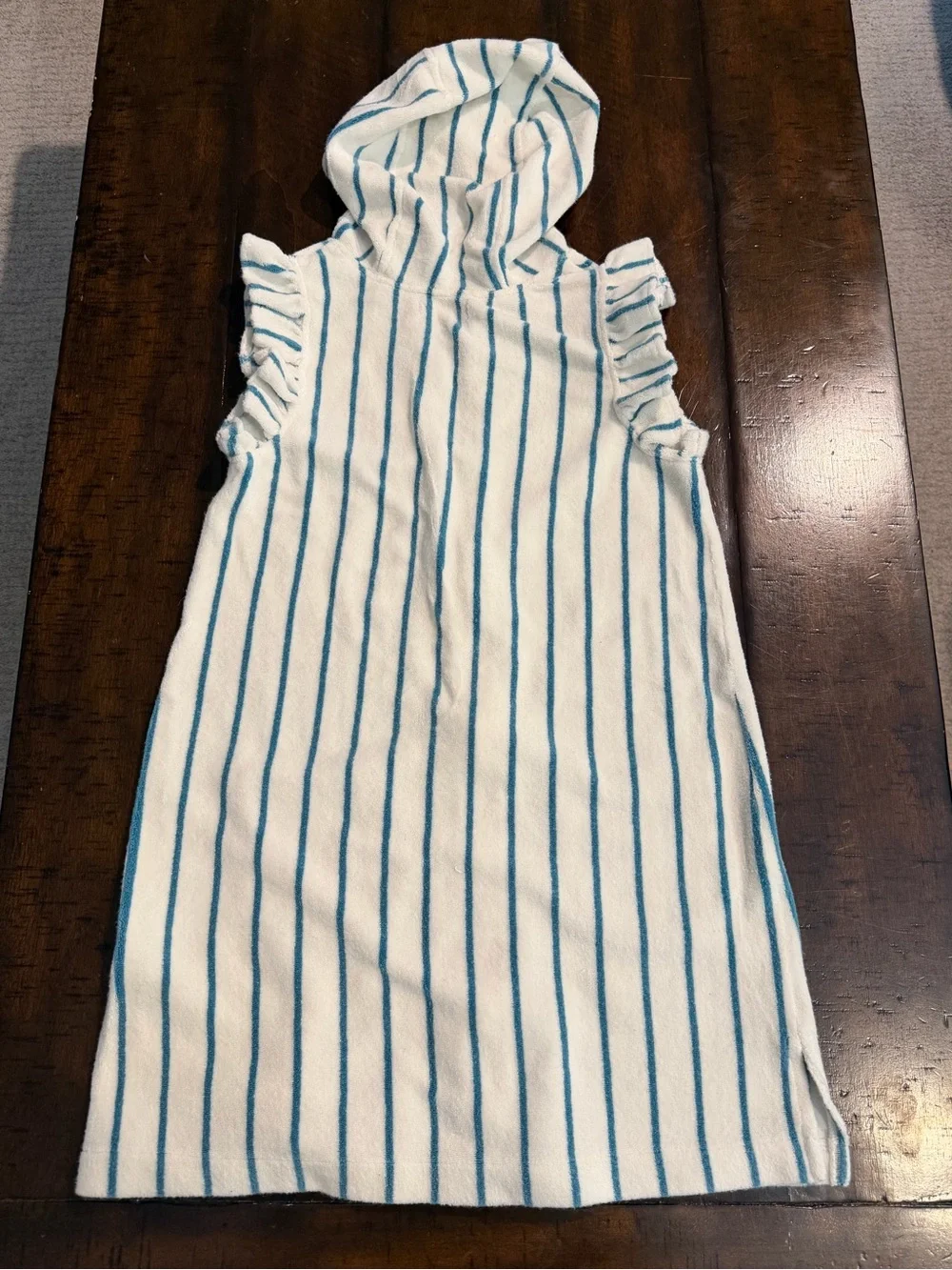Pink Chicken White & Teal Striped Hooded Zip Cover-Up